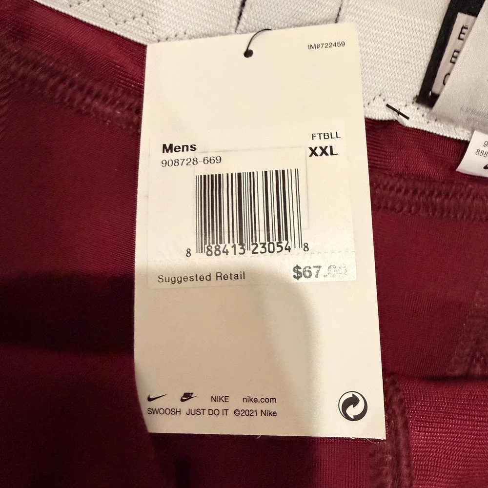 NWT Nike Mens‎ Football Integrated Padded Pants Maroon Burgundy 908728-669 XXL